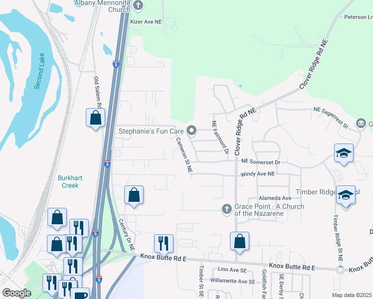 map of restaurants, bars, coffee shops, grocery stores, and more near 593 Cameron Street Northeast in Albany