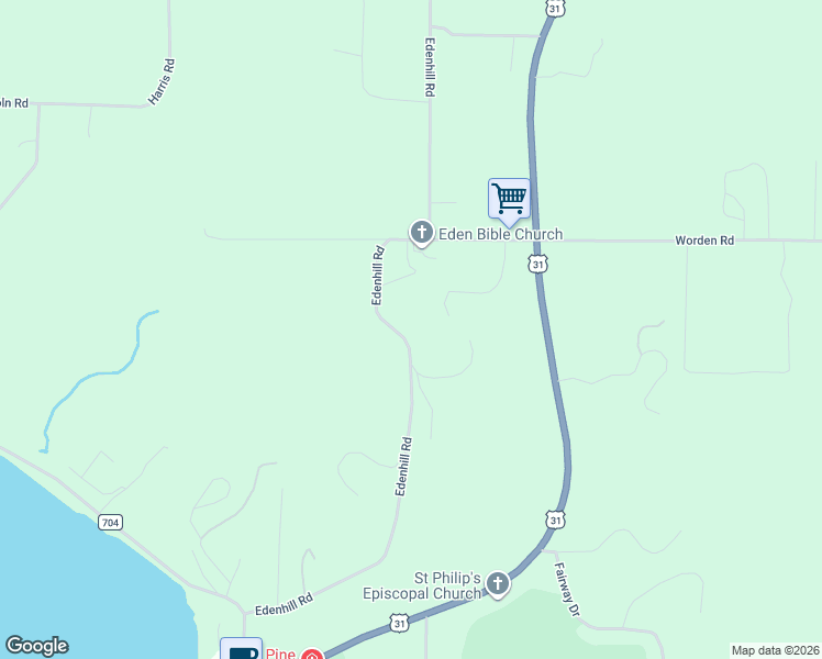 map of restaurants, bars, coffee shops, grocery stores, and more near 1359 Edenhill Road in Beulah