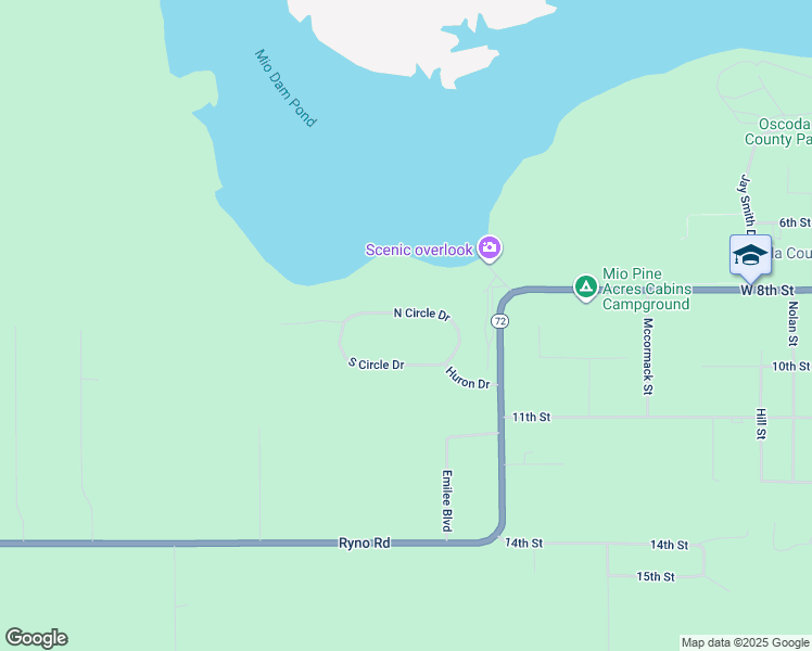 map of restaurants, bars, coffee shops, grocery stores, and more near 620-648 S Circle Dr in Big Creek Township