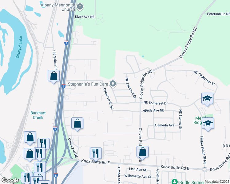 map of restaurants, bars, coffee shops, grocery stores, and more near 651 Montclair Drive Northeast in Albany
