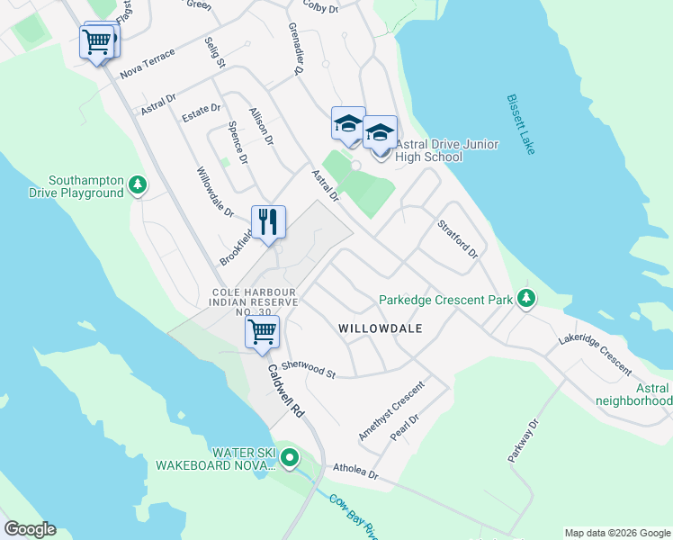 map of restaurants, bars, coffee shops, grocery stores, and more near 84 Shrewsbury Road in Dartmouth