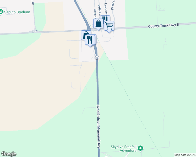 map of restaurants, bars, coffee shops, grocery stores, and more near 4106 Wisconsin 32 in Pulaski