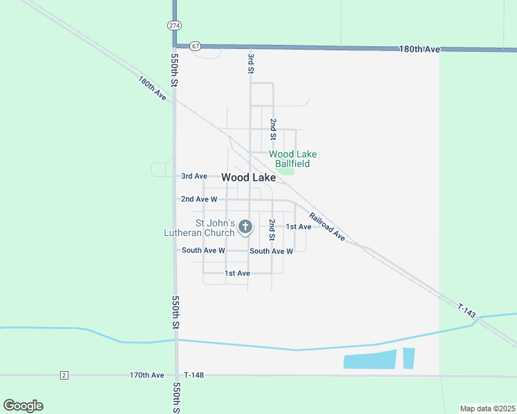 map of restaurants, bars, coffee shops, grocery stores, and more near 230 2nd Avenue West in Wood Lake