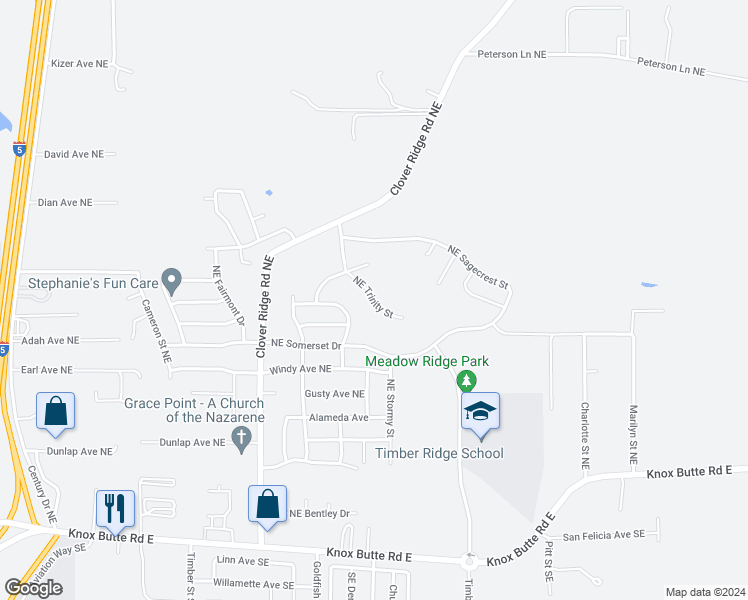 map of restaurants, bars, coffee shops, grocery stores, and more near 699 Trinity Street Northeast in Albany