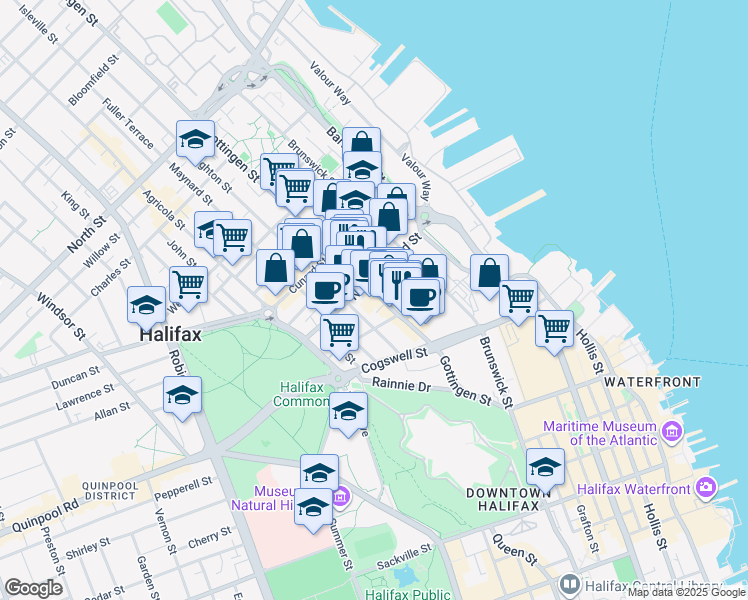 map of restaurants, bars, coffee shops, grocery stores, and more near 2116 Gottingen Street in Halifax