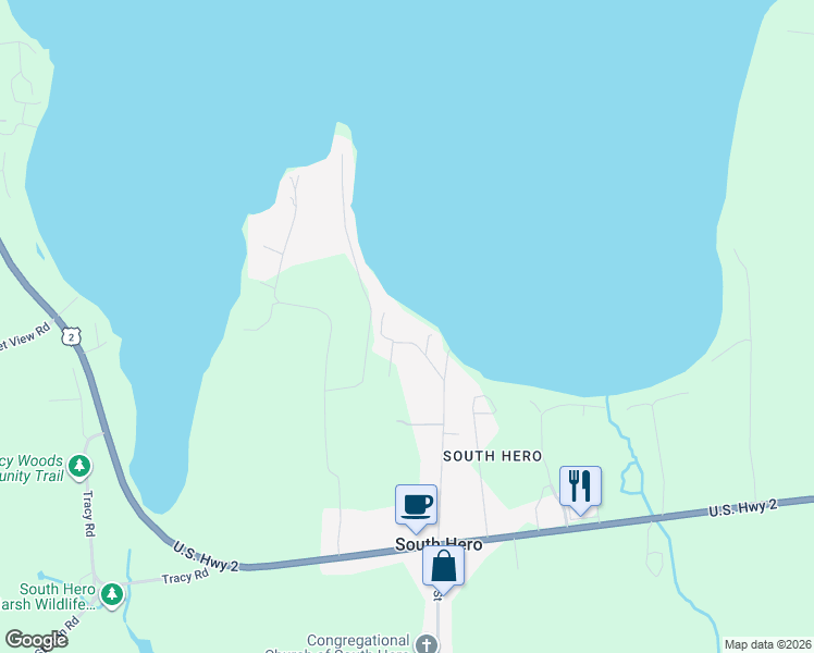map of restaurants, bars, coffee shops, grocery stores, and more near 46 Hill Road in South Hero
