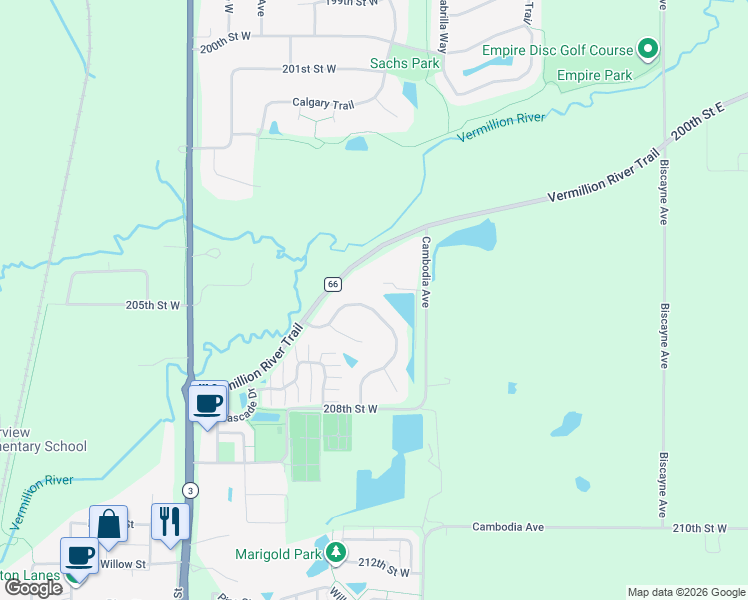 map of restaurants, bars, coffee shops, grocery stores, and more near 20564 Camden Path in Farmington