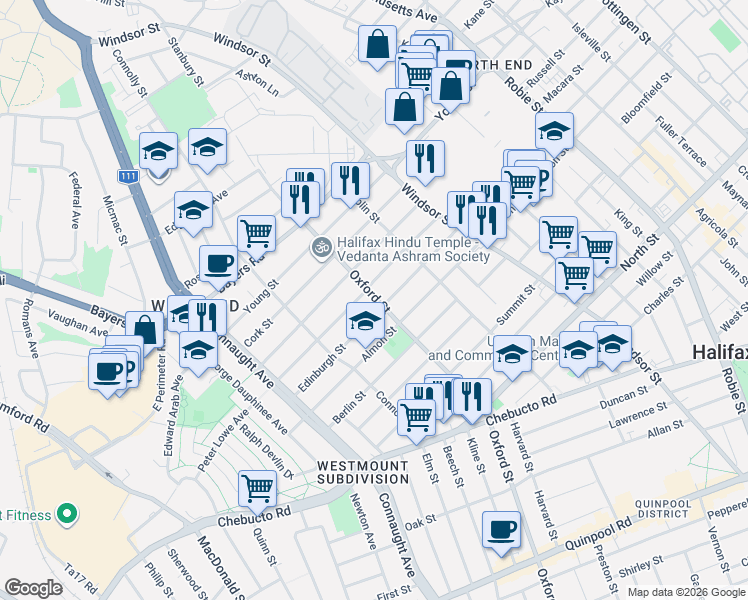 map of restaurants, bars, coffee shops, grocery stores, and more near in 