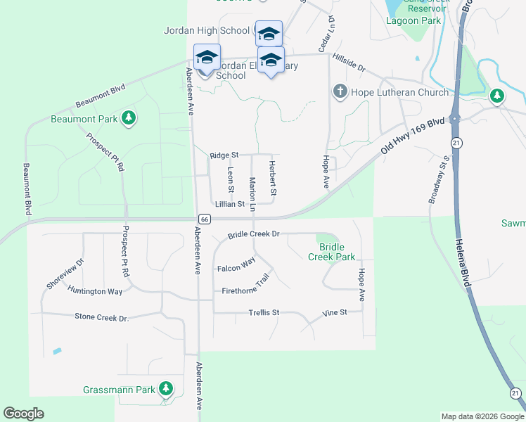map of restaurants, bars, coffee shops, grocery stores, and more near 997 Bridle Creek Drive in Jordan