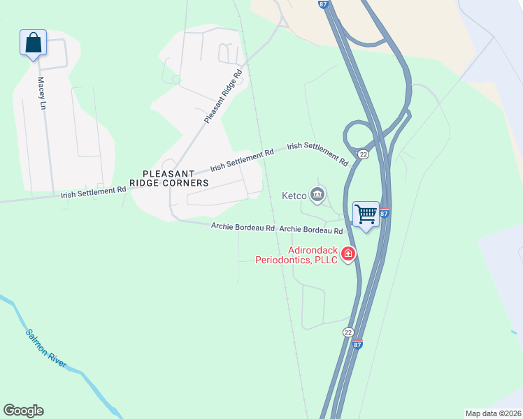 map of restaurants, bars, coffee shops, grocery stores, and more near 70 Archie Bordeau Road in Plattsburgh