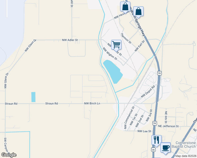 map of restaurants, bars, coffee shops, grocery stores, and more near 262 NW PAR AVENUE in Madras