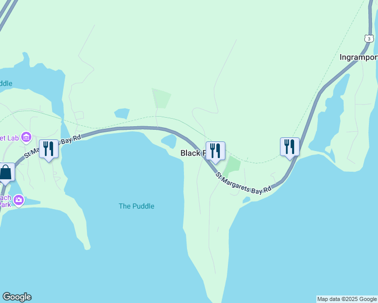 map of restaurants, bars, coffee shops, grocery stores, and more near 8518 Saint Margarets Bay Road in Black Point