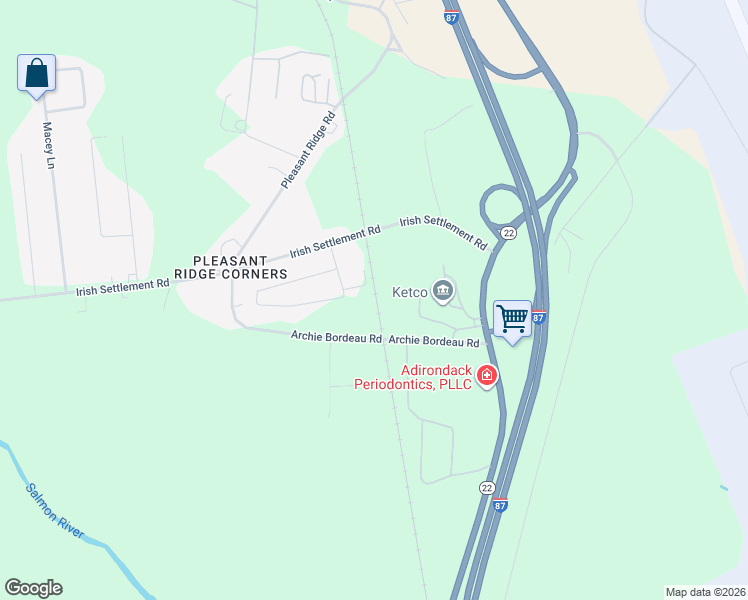 map of restaurants, bars, coffee shops, grocery stores, and more near 70 Archie Bordeau Road in Plattsburgh