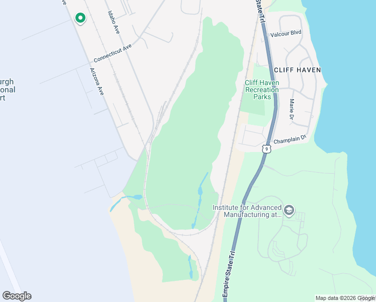 map of restaurants, bars, coffee shops, grocery stores, and more near 124 Golf Course Road in Plattsburgh