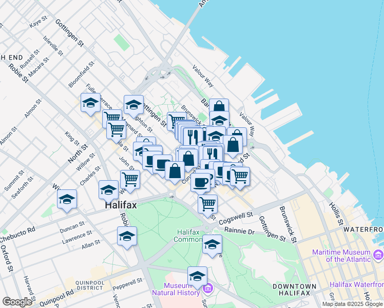 map of restaurants, bars, coffee shops, grocery stores, and more near 2300 Gottingen Street in Halifax