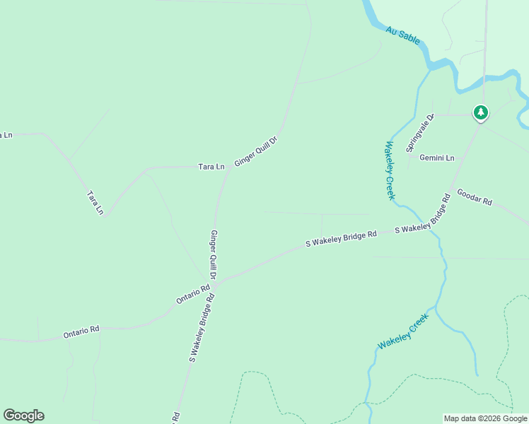 map of restaurants, bars, coffee shops, grocery stores, and more near 4301 Ryan Lane in Grayling