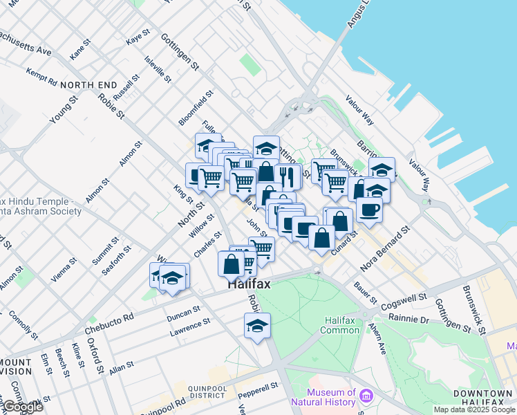 map of restaurants, bars, coffee shops, grocery stores, and more near 2491 Agricola Street in Halifax