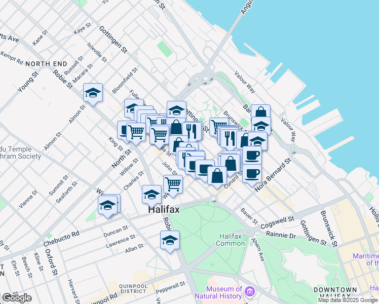 map of restaurants, bars, coffee shops, grocery stores, and more near 5662 Roberts Street in Halifax