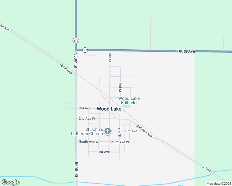 map of restaurants, bars, coffee shops, grocery stores, and more near 296 2nd Street in Wood Lake