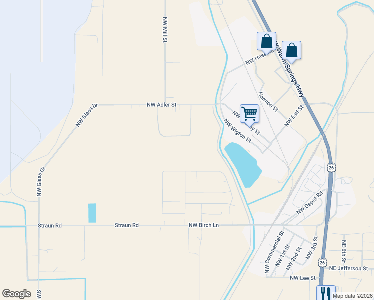 map of restaurants, bars, coffee shops, grocery stores, and more near 1 Northwest Golf Course Drive in Madras