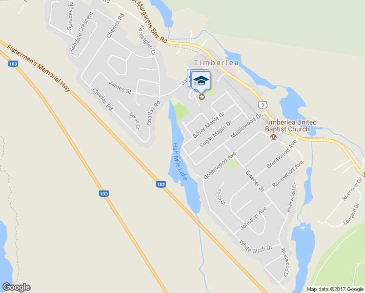 map of restaurants, bars, coffee shops, grocery stores, and more near 41 Silver Maple Drive in Timberlea