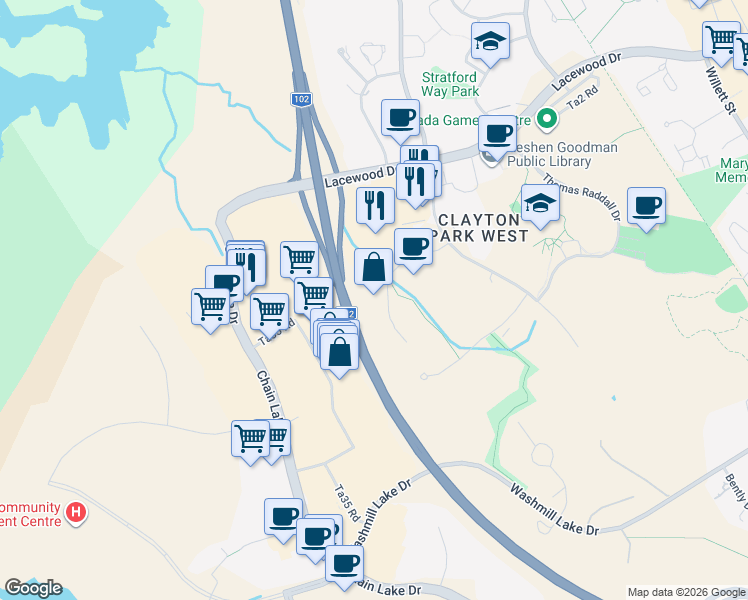 map of restaurants, bars, coffee shops, grocery stores, and more near 81 Solutions Drive in Halifax