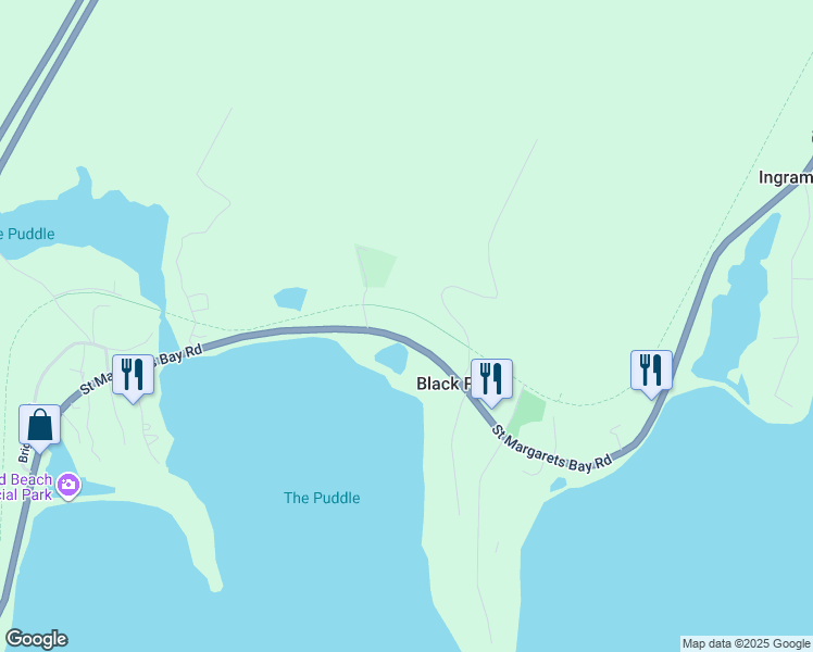map of restaurants, bars, coffee shops, grocery stores, and more near 8555 Saint Margarets Bay Road in Black Point