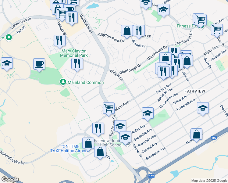 map of restaurants, bars, coffee shops, grocery stores, and more near 27 Apollo Court in Halifax