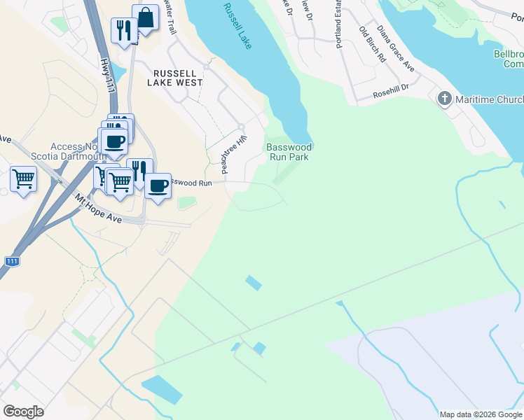 map of restaurants, bars, coffee shops, grocery stores, and more near 34 Krause Court in Dartmouth