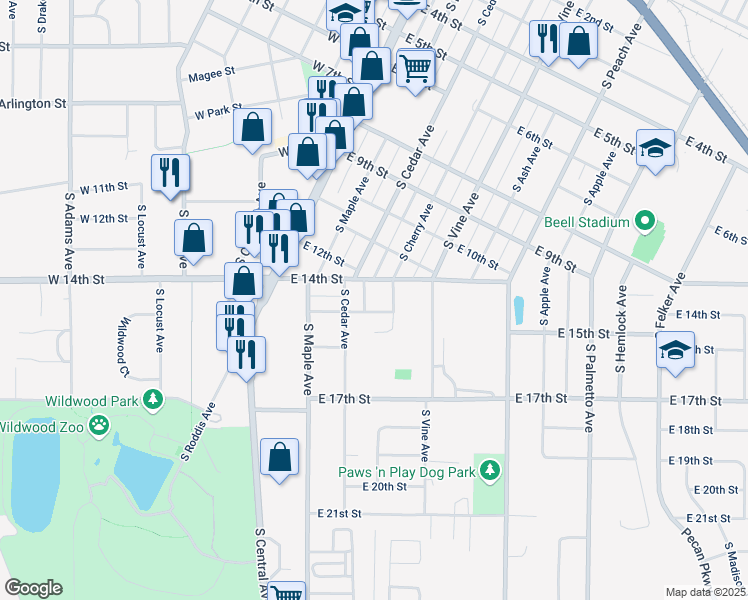 map of restaurants, bars, coffee shops, grocery stores, and more near 1409 South Prospect Avenue in Marshfield