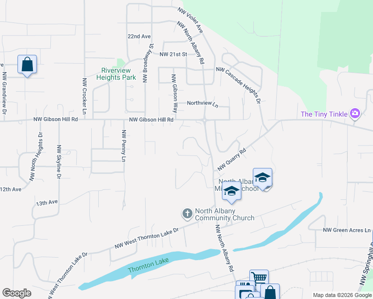 map of restaurants, bars, coffee shops, grocery stores, and more near 1450 Northwest North Albany Road in Albany