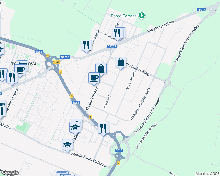 map of restaurants, bars, coffee shops, grocery stores, and more near 8 Via John Fitzgerald Kennedy in Modena