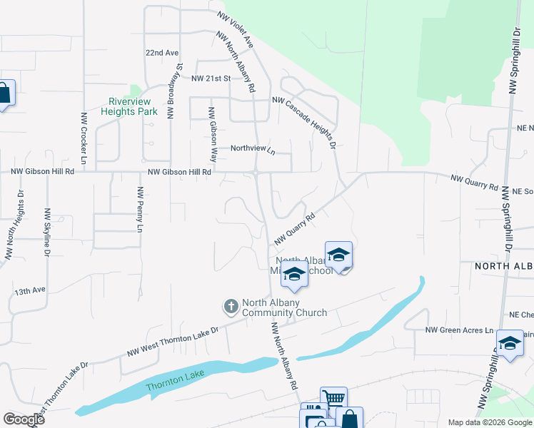 map of restaurants, bars, coffee shops, grocery stores, and more near 1500 Northwest Laurel Heights Drive in Albany