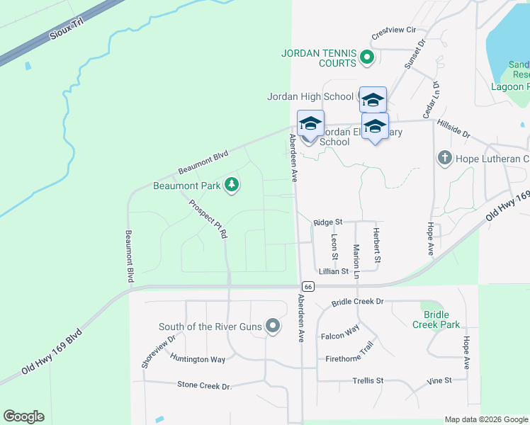 map of restaurants, bars, coffee shops, grocery stores, and more near 6200 Beaumont Boulevard in Jordan