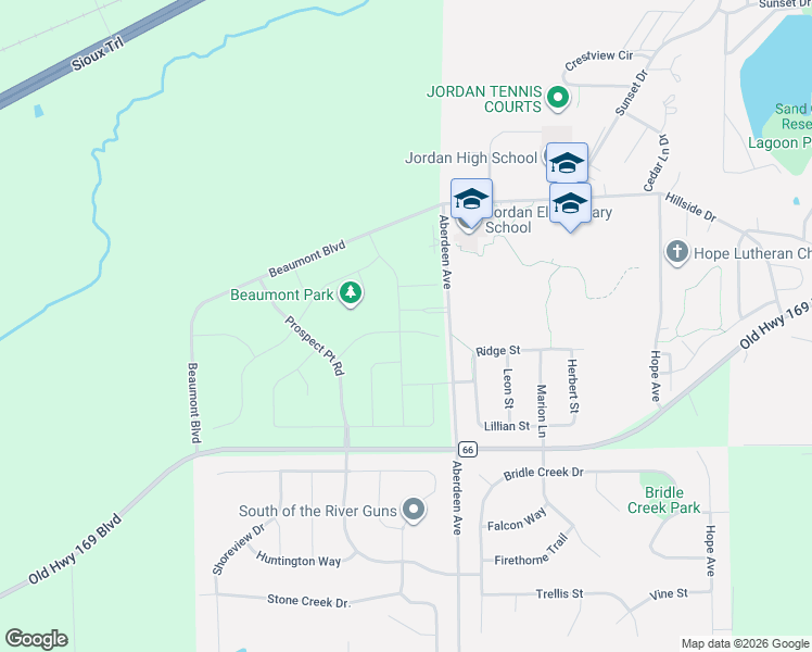 map of restaurants, bars, coffee shops, grocery stores, and more near 6200 Beaumont Boulevard in Jordan