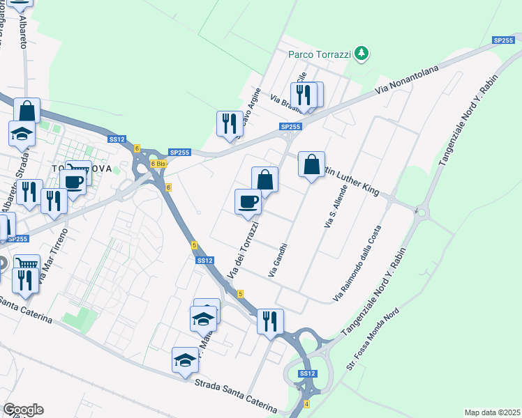 map of restaurants, bars, coffee shops, grocery stores, and more near 7 Via Che Guevara in Modena