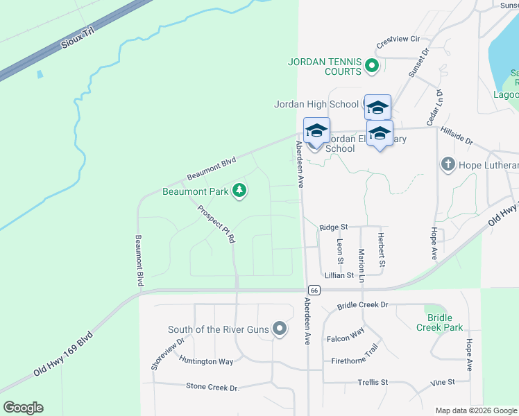 map of restaurants, bars, coffee shops, grocery stores, and more near 6200 Beaumont Boulevard in Jordan