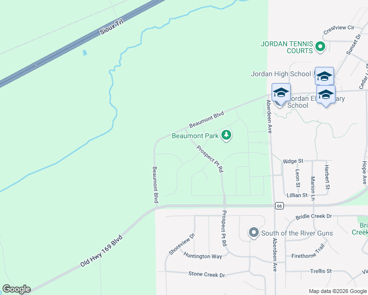map of restaurants, bars, coffee shops, grocery stores, and more near 6300 Beaumont Boulevard in Jordan
