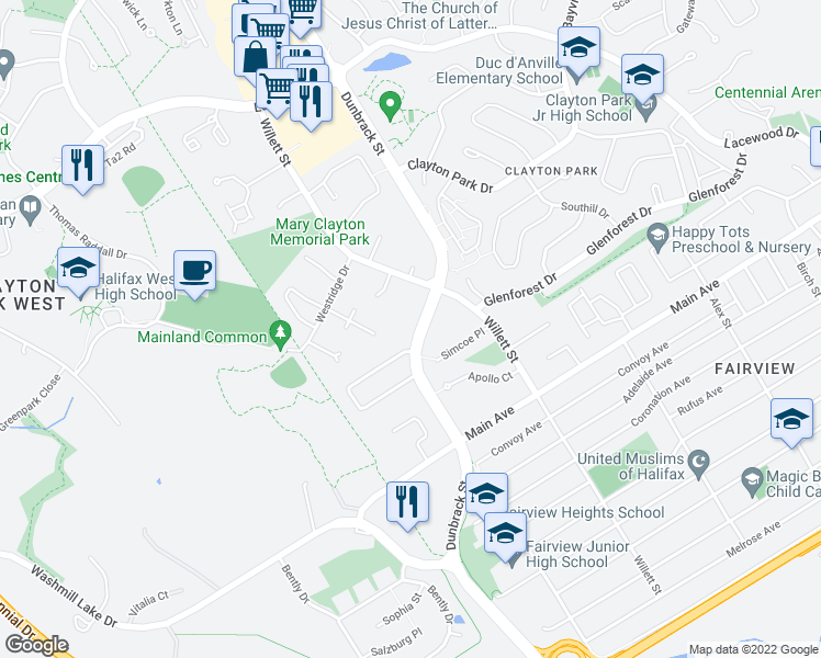 map of restaurants, bars, coffee shops, grocery stores, and more near in Halifax