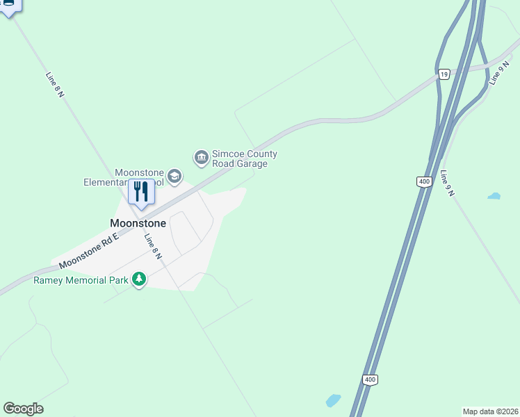 map of restaurants, bars, coffee shops, grocery stores, and more near 19 Ellen Drive in Moonstone