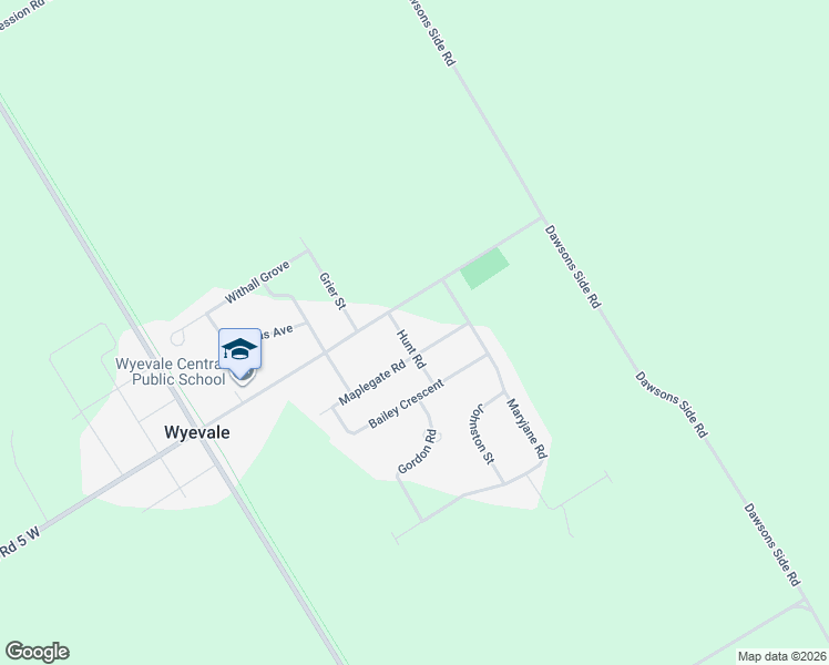 map of restaurants, bars, coffee shops, grocery stores, and more near 5 Hunt Road in Simcoe County