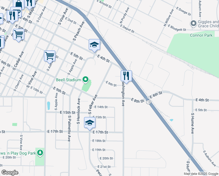 map of restaurants, bars, coffee shops, grocery stores, and more near 1212 East 6th Street in Marshfield