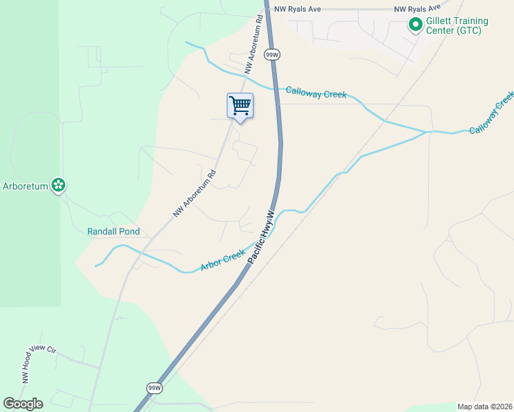 map of restaurants, bars, coffee shops, grocery stores, and more near Northwest Earliblue Drive in Benton County