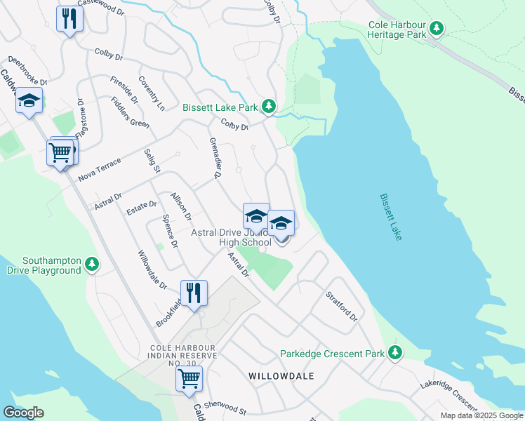 map of restaurants, bars, coffee shops, grocery stores, and more near 82 Greenwich Drive in Dartmouth