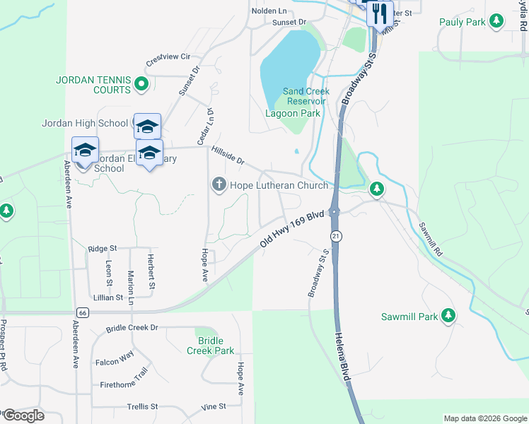 map of restaurants, bars, coffee shops, grocery stores, and more near 127 Stuart Drive in Jordan