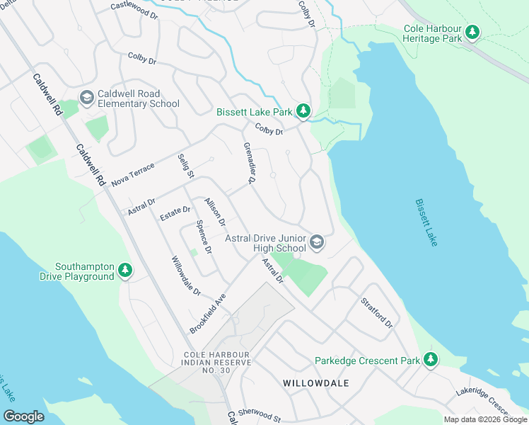 map of restaurants, bars, coffee shops, grocery stores, and more near 45 Greenwich Drive in Dartmouth