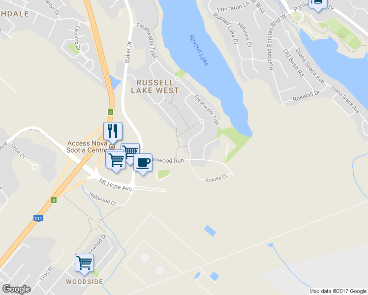 map of restaurants, bars, coffee shops, grocery stores, and more near 169 Peachtree Hill in Dartmouth