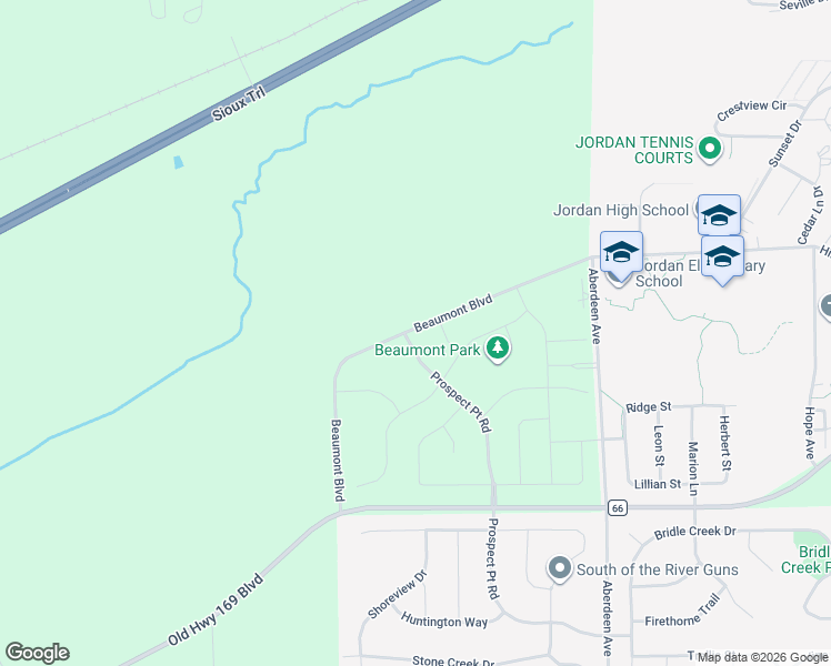 map of restaurants, bars, coffee shops, grocery stores, and more near 6300 Beaumont Boulevard in Jordan