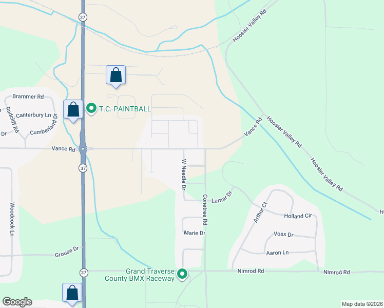 map of restaurants, bars, coffee shops, grocery stores, and more near 3500-3522 Red Pine Dr in Traverse City