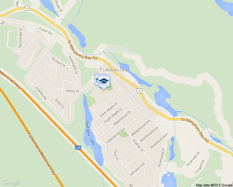 map of restaurants, bars, coffee shops, grocery stores, and more near 43 Cider Maple Drive in Timberlea